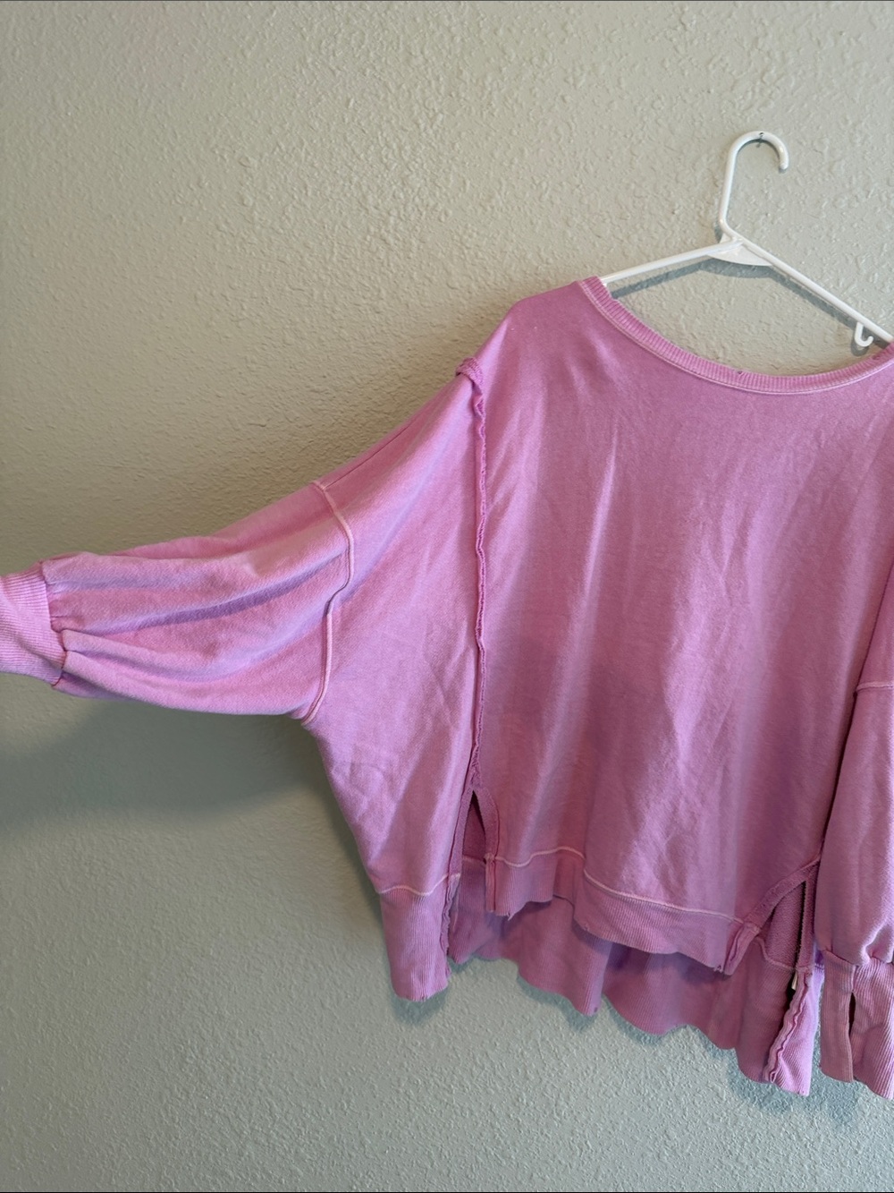 We The Free Pink Oversized Raw-Hem Sweatshirt - Picture 8 of 10
